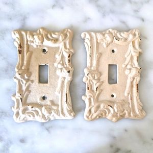 Set of 2 Shabby Chic light switch plates